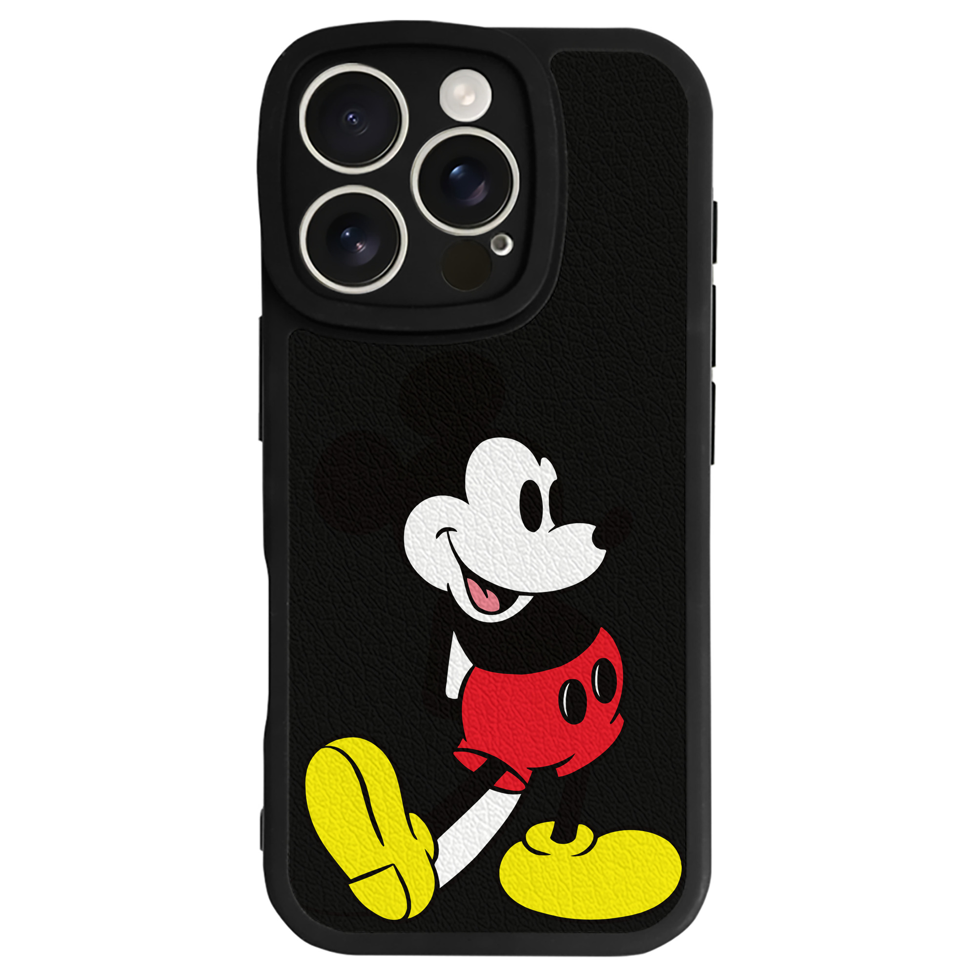 （画像用） ミッキーマウス Mickey Mouse 【iPhone 16シリーズ対応】シリコンスマホケース（レザー調） 材質：シリコン